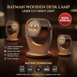 Batman Wooden Desk Lamp SVG Bundle Laser Cut Night Light Batman LED Lamp Design CNC & Glowforge Files Digital Download