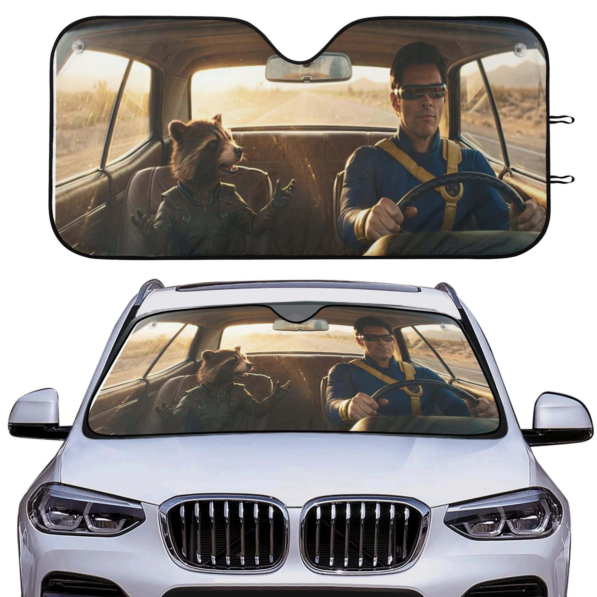 Rocket Raccoon Car Sun Shade Marvel Windshield UV Protector