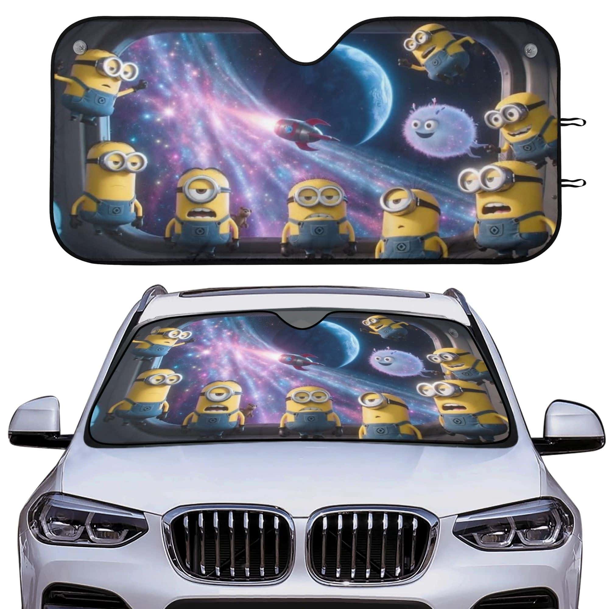 Spaceship Minions Car Sun Shade Galaxy Windshield UV Protector
