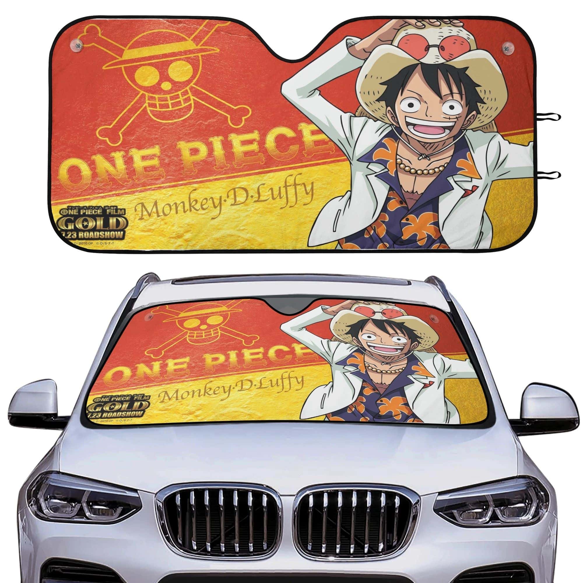 Monkey D. Luffy Gold OP Car Sun Shade Anime UV Protector