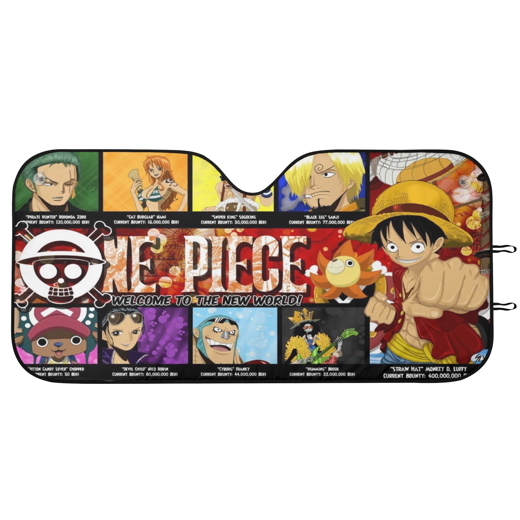 OP Straw Hat Crew Car Sun Shade Anime Windshield UV Protector - Image 2