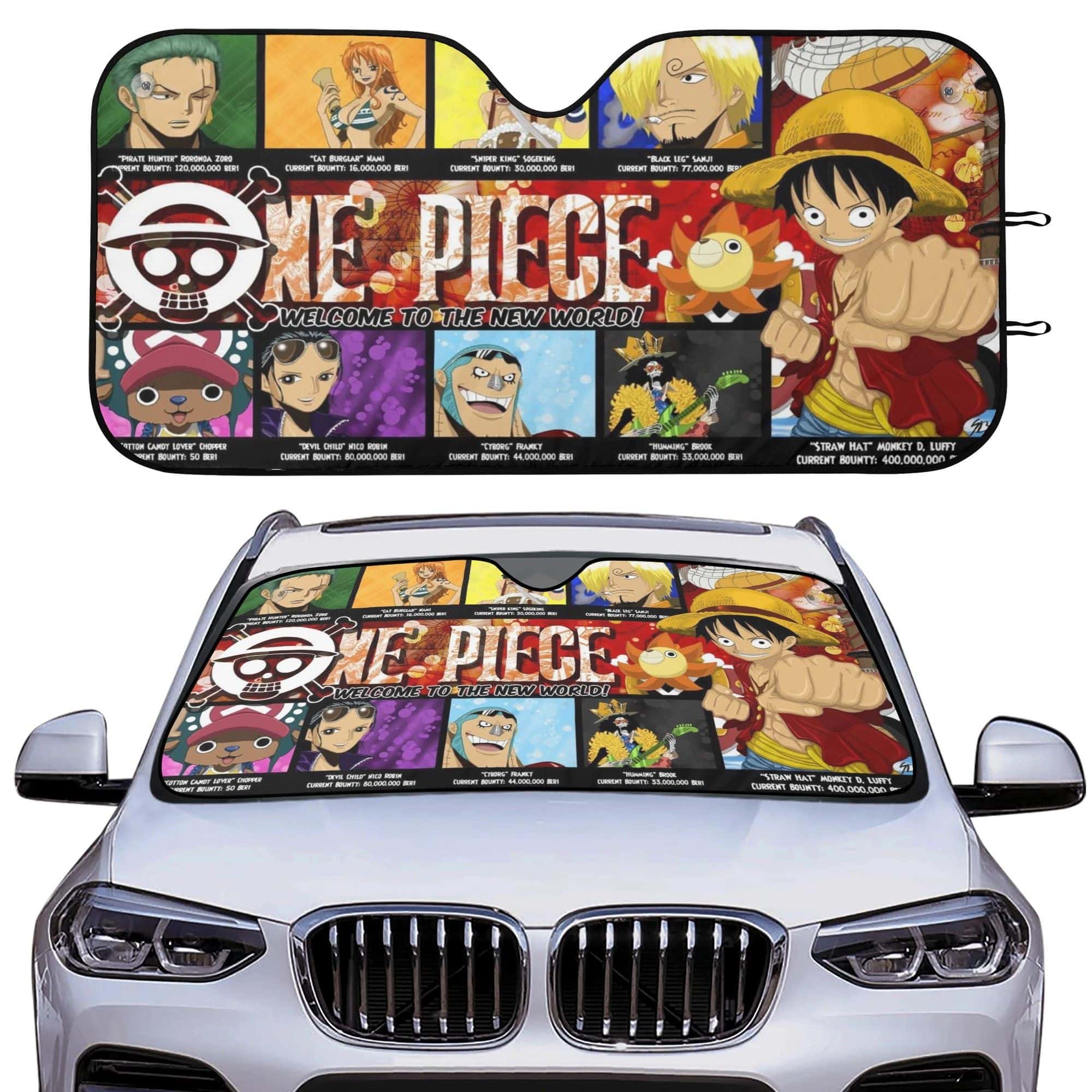 OP Straw Hat Crew Car Sun Shade Anime Windshield UV Protector