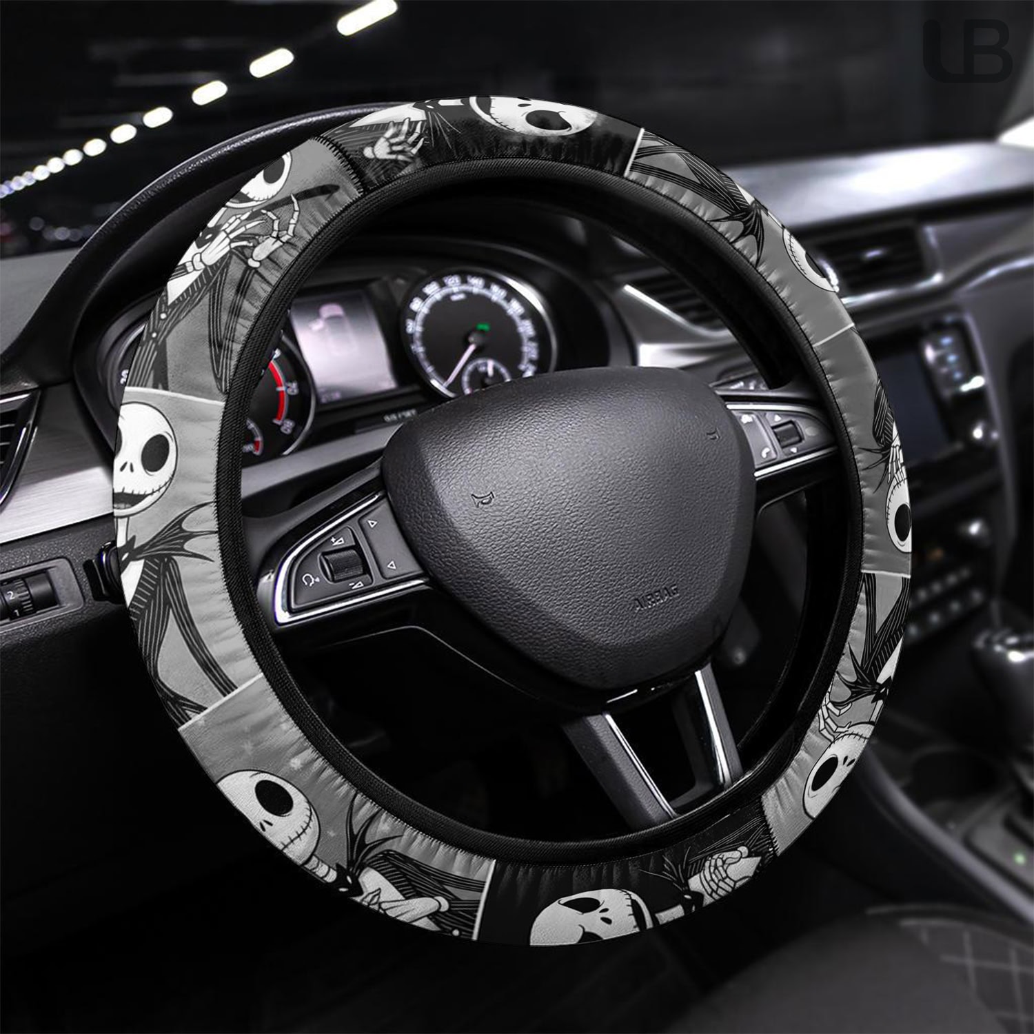 Jack Skellington Steering Wheel Cover Black White Nightmare Before Christmas Auto