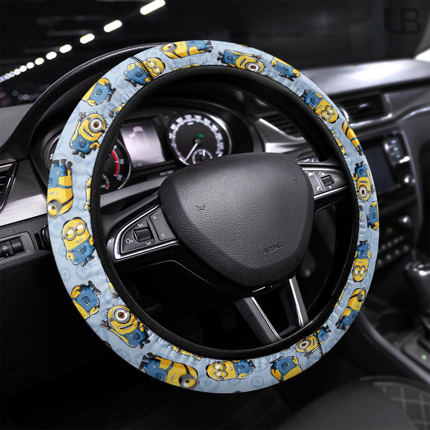 Minions Steering Wheel Cover Blue Pattern Universal Fit Car Interior Accessories - Image 2