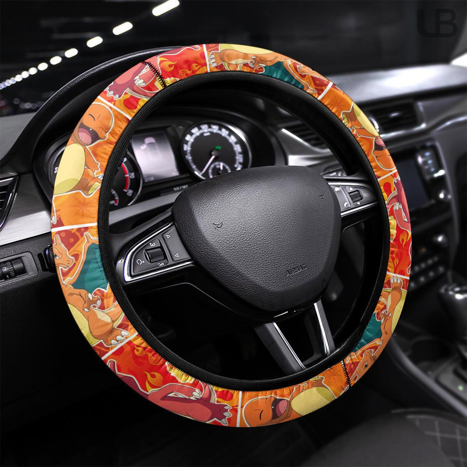 Charmander Steering Wheel Cover PKM Universal Fit Car Interior Accessories