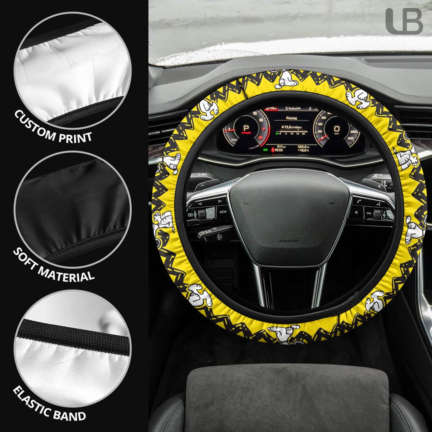 Peanuts Snoopy Charlie Brown Zigzag Steering Wheel Cover Car Interior Accessory - Image 2
