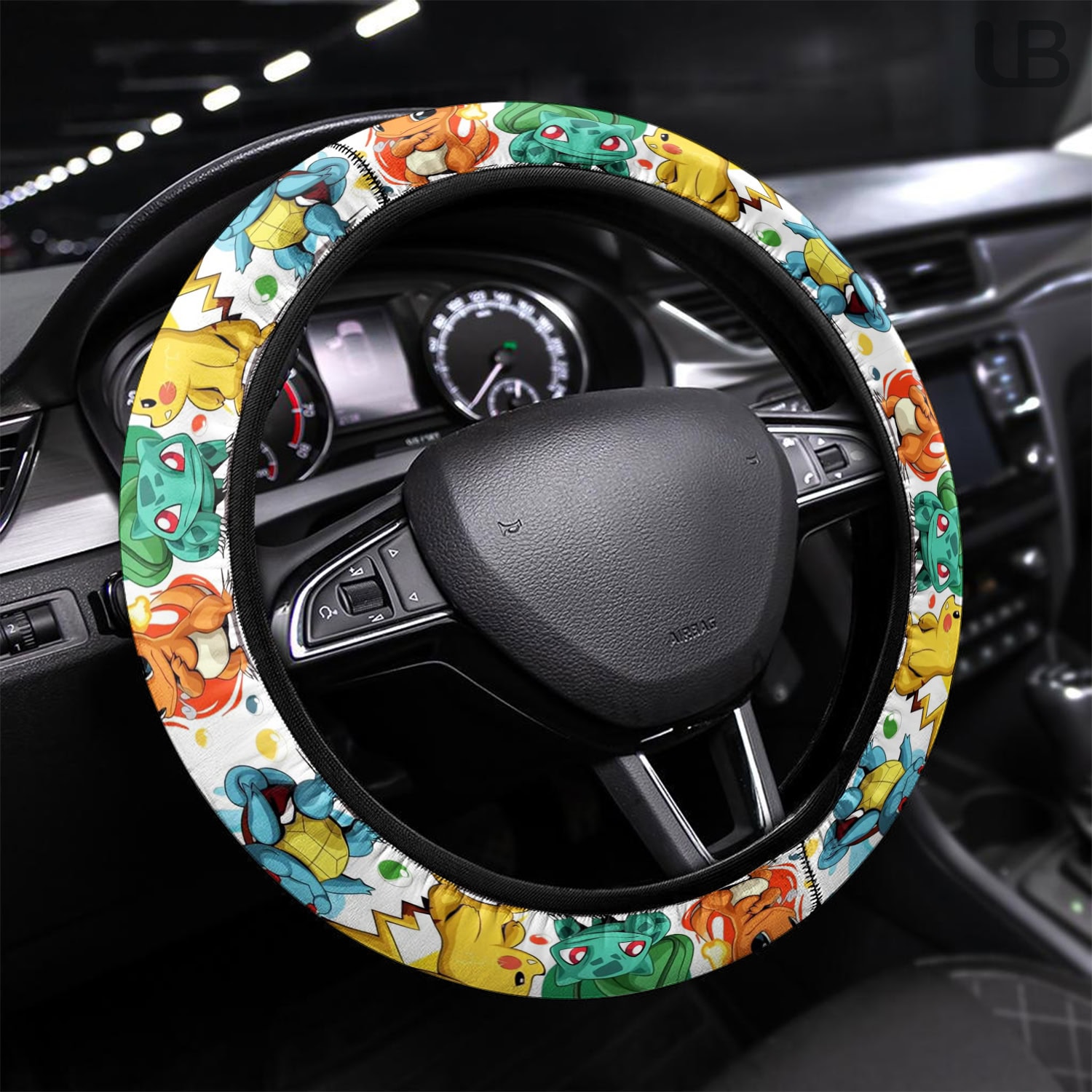 PKM Steering Wheel Cover Cute Anime Car Interior Accessory Universal Fit