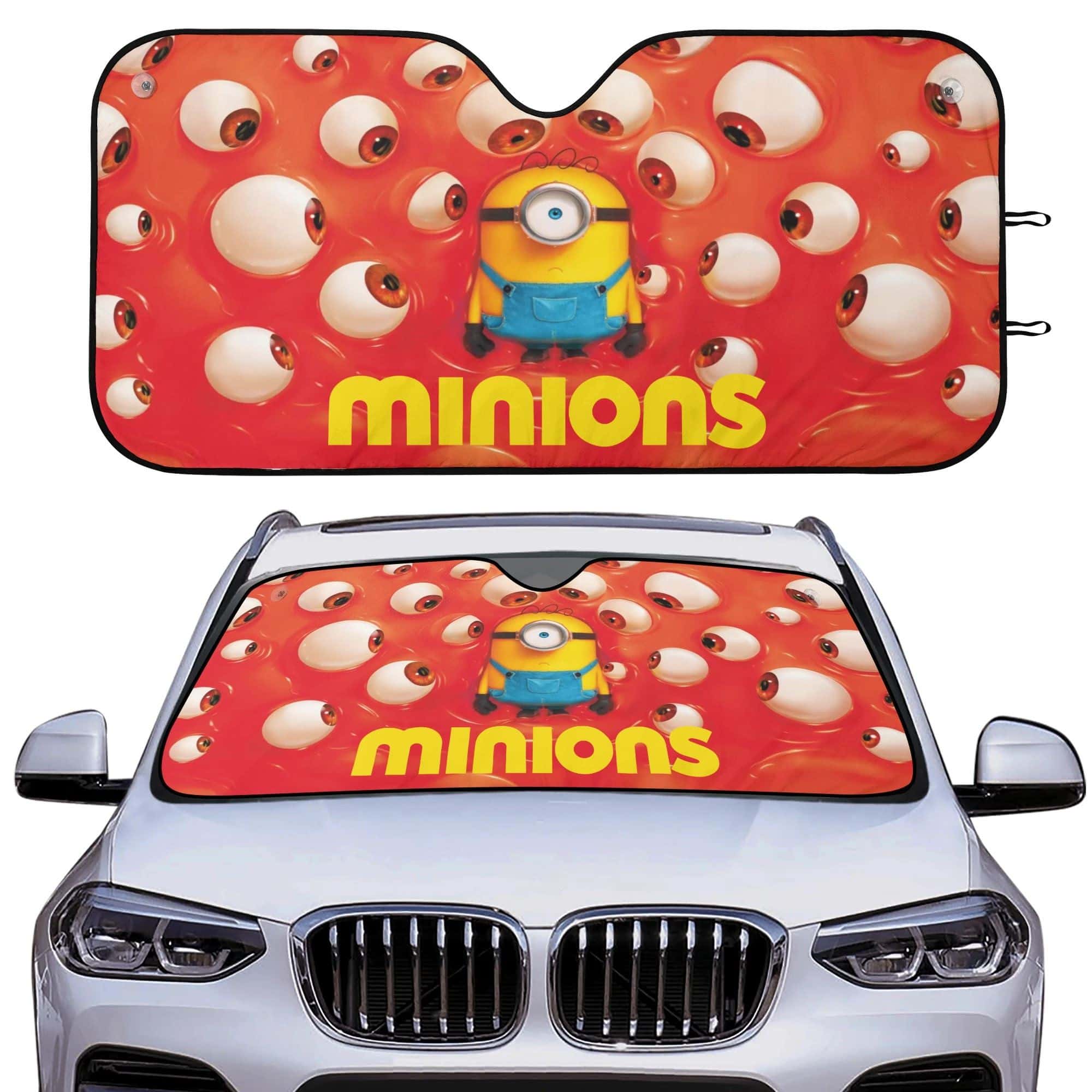Cute Minion Eye Pattern Car Sun Shade Front Windshield UV Protector