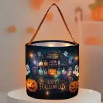 Cute Pumpkin Halloween Candy Basket with LED Light Treat Bag For Kids