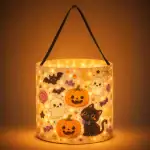 Glowing Cute Halloween Candy Basket with LED Light Pumpkin Treat Bag