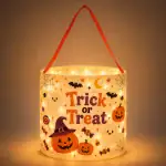 Halloween LED Candy Basket Reusable Trick or Treat Pumpkin Bag
