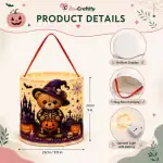 Skeleton Teddy Bear CuteHalloween Candy Basket with LED Light Treat Bag For Kids