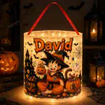 Personalized Halloween Goku Candy Basket with LED Light Treat Bag For Kids Anime