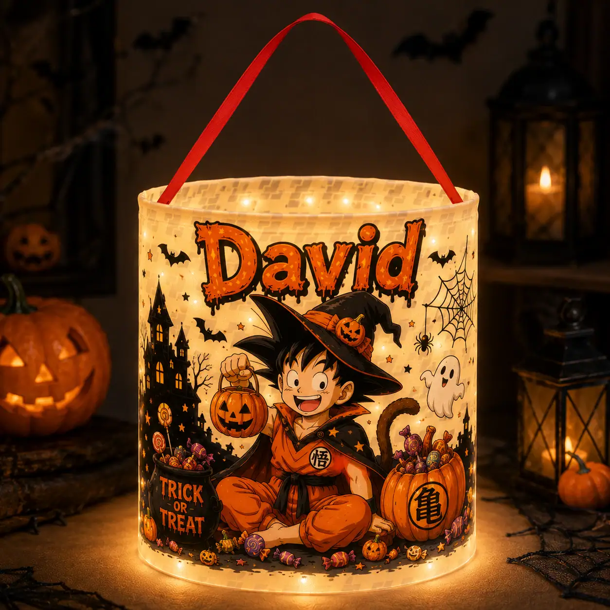 Personalized Halloween Goku Candy Basket with LED Light Treat Bag For Kids Anime 1 Personalized Halloween Goku Candy Basket with LED Light Treat Bag For Kids Anime - Image 1