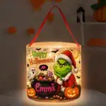 Personalized Cute Halloween Monster Candy Basket with LED Light Treat Bag
