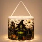 Witch Halloween Lighted Candy Basket Pumpkin Candy Holder Gift Bag For Kids