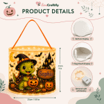 Custom Name Baby Dinosaur Halloween Candy Basket with LED Light Treat Bag Kids