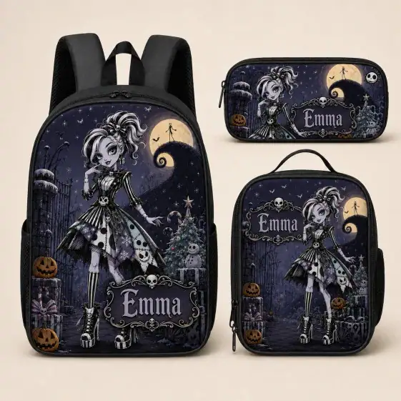 Personalized Monster High Backpack Set, Custom Name School Bag, Lunch Bag & Pencil Case