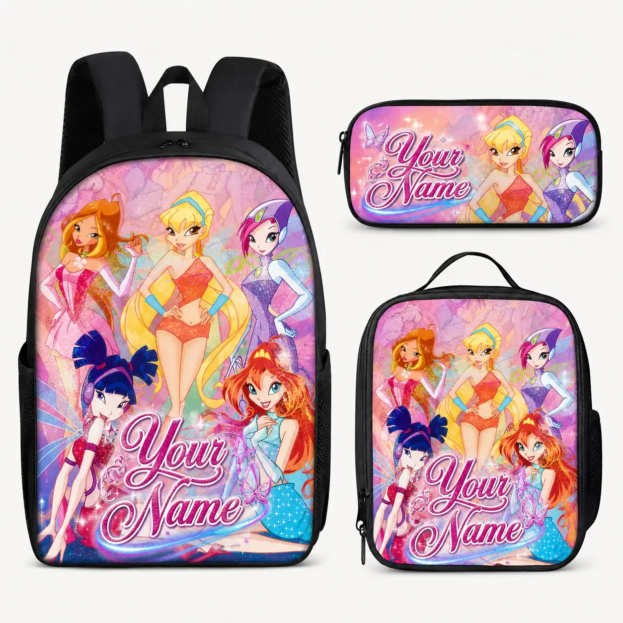 Personalized Winx Club Theme Bag-Set Of Three Backpack Princess For Girls
