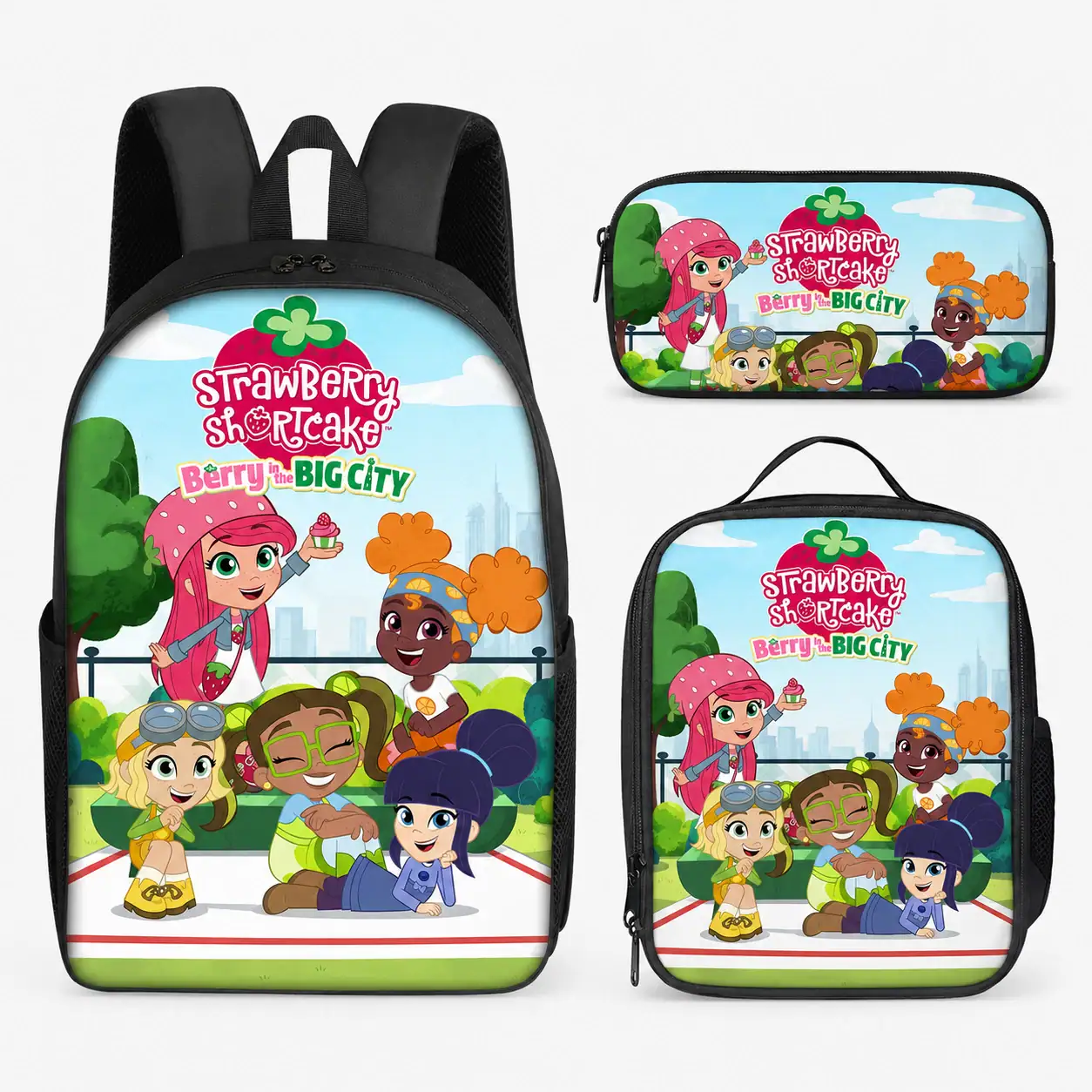 Personalized Strawberry Short Cake Theme Bag Backpack set of three Cartoon Iconi