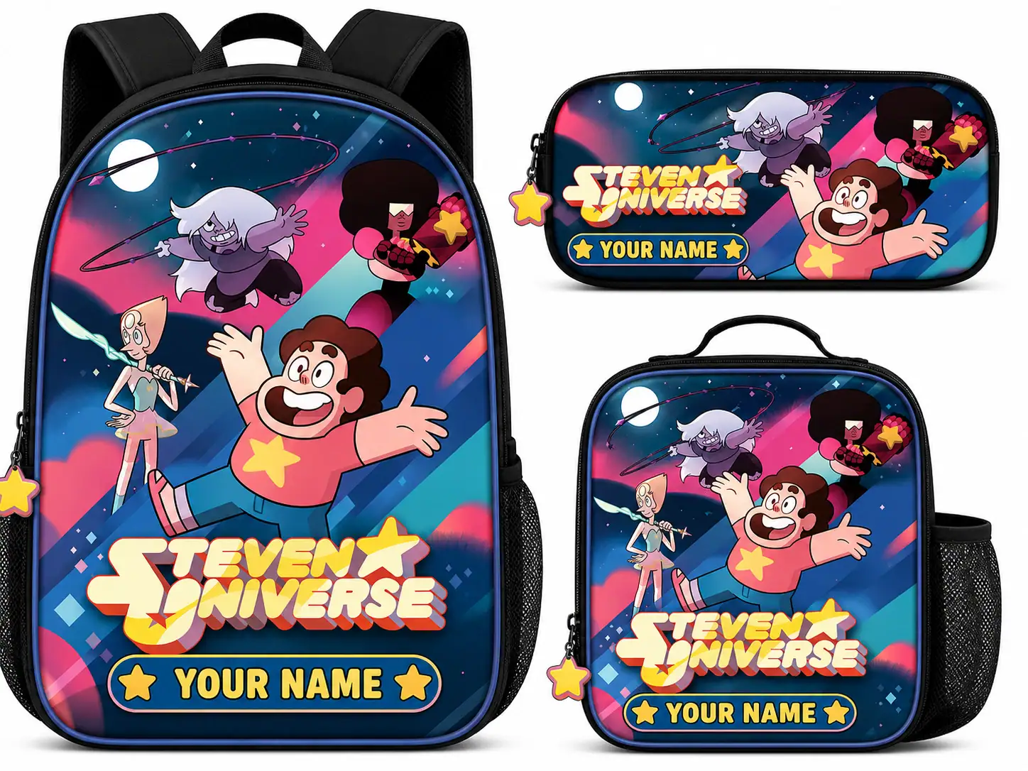 Personalized Steven Universe Backpack Set, Custom Name School Bag, Lunch Bag & Pencil Case