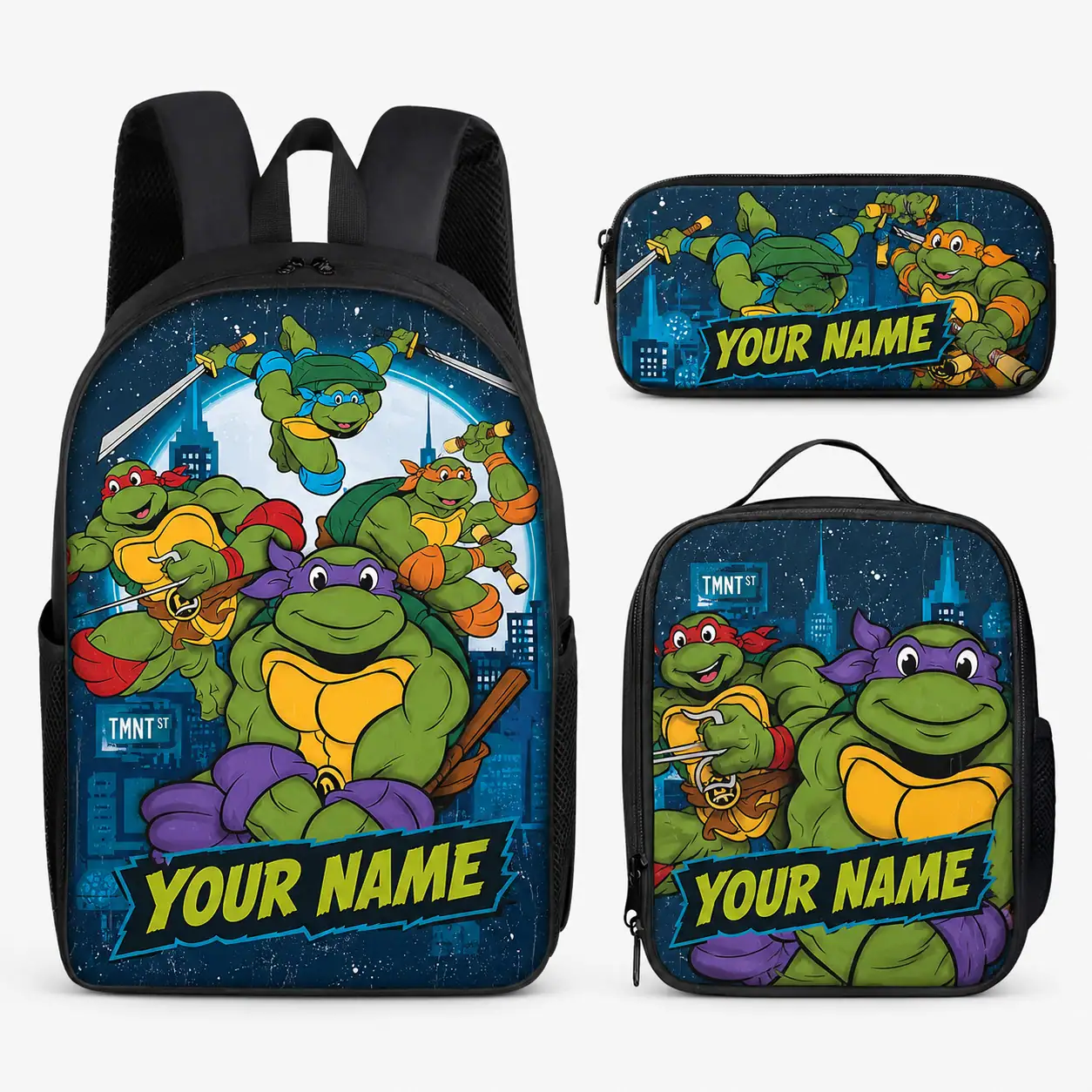 Personalized Teenage Mutant Ninja Turtles Backpack Set, Custom Name School Bag,Pencil Case