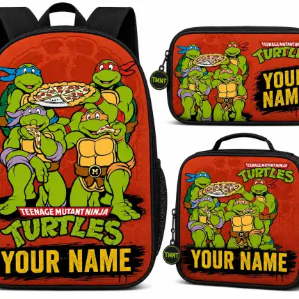 Personalized Teenage Mutant Ninja Turtles Backpack Set, Custom Name School Bag,Pencil Case