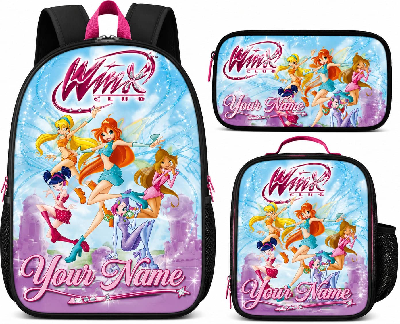 Personalized Winx Club Theme Bag-Set Of Three Backpack Princess For Girls