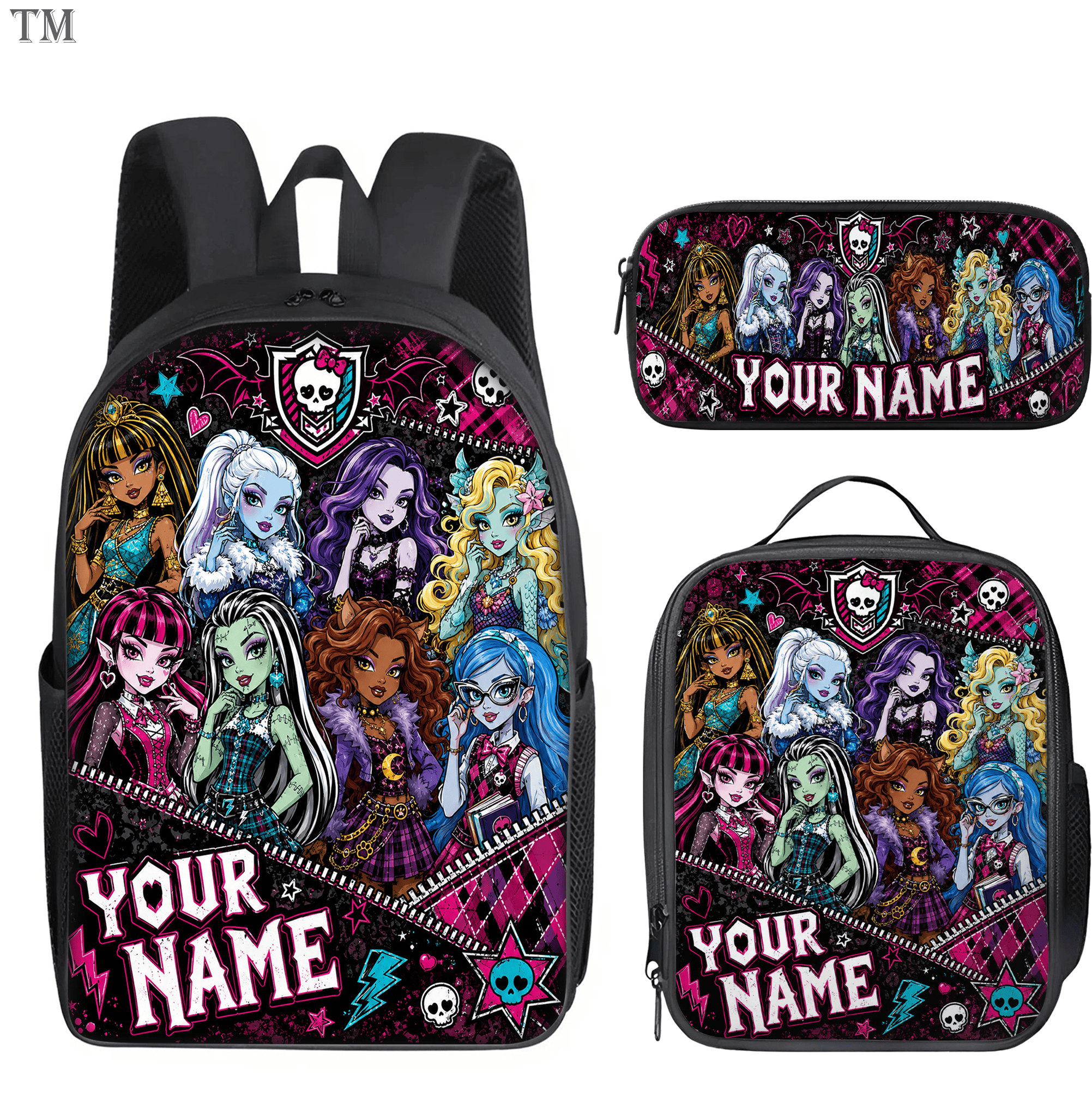 – Personalized Monster High Backpack Set, Custom Name School Bag, Lunch Bag & Penc 1 Personalized Monster High Backpack Set, Custom Name School Bag, Lunch Bag & Penc - Image 1