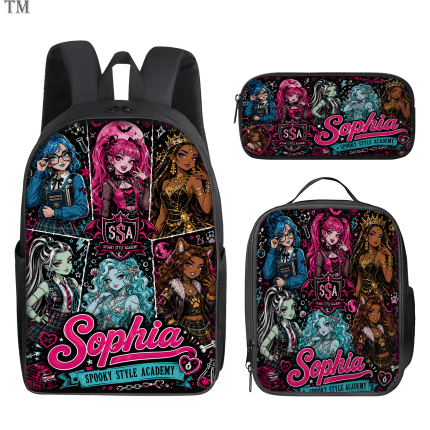 Personalized Monster High Backpack Set, Custom Name School Bag, Lunch Bag & Pencil case