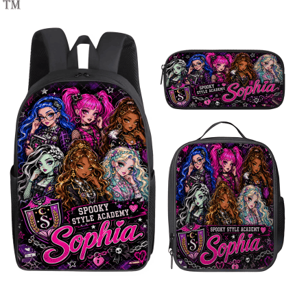 Personalized Monster High Backpack Set, Custom Name School Bag, Lunch Bag & Pencil case