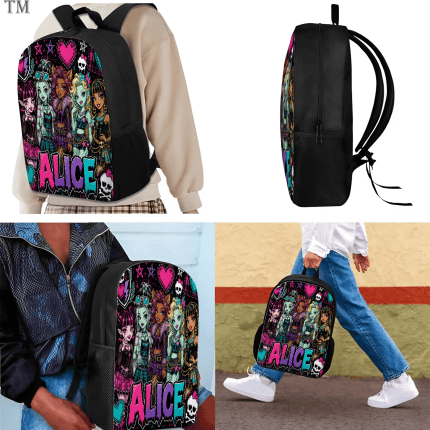 Personalized Monster High Backpack Set, Custom Name School Bag, Lunch Bag & Pencil case - Image 2