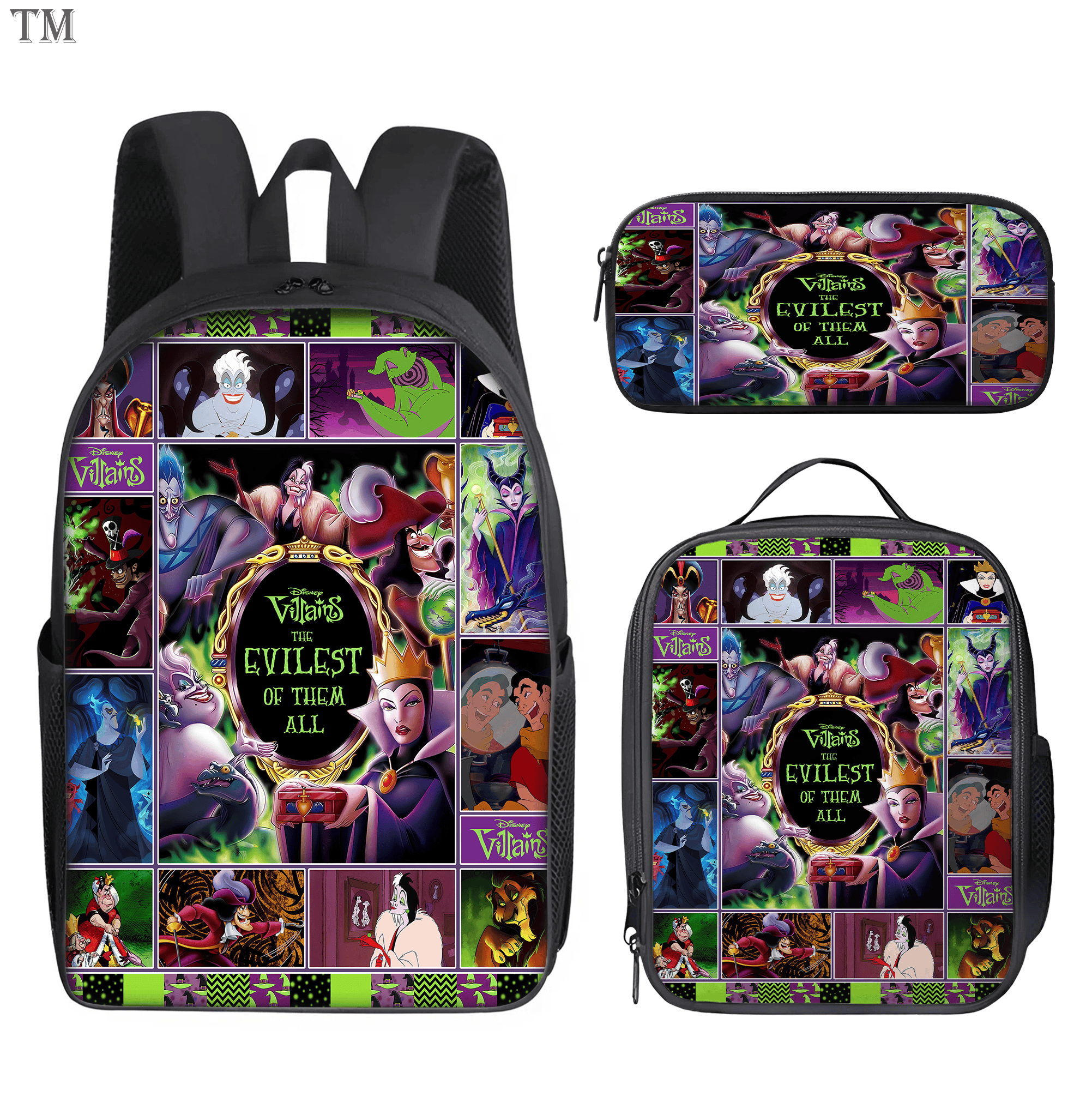 Villains the Evilest of them All Kid School Backpack Set Maleficent Evil Queen Ursula
