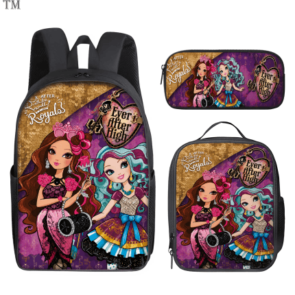 Ever After High Backpack School Bag Lunch Bag Pencil caseil Case 3Pcs Set Kids Girls