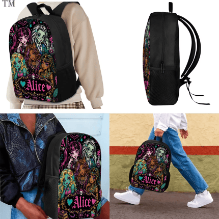 Personalized Monster High Backpack Set, Custom Name School Bag, Lunch Bag & Pencil case