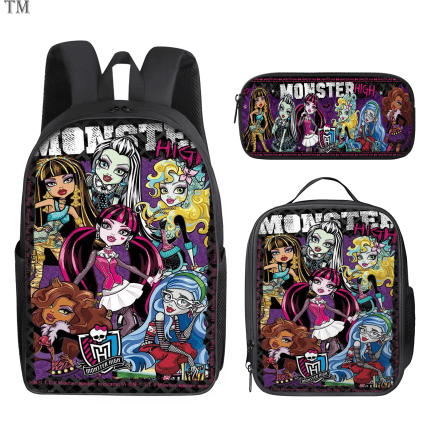 Personalized Monster High Backpack Set, Custom Name School Bag, Lunch Bag & Pencil case