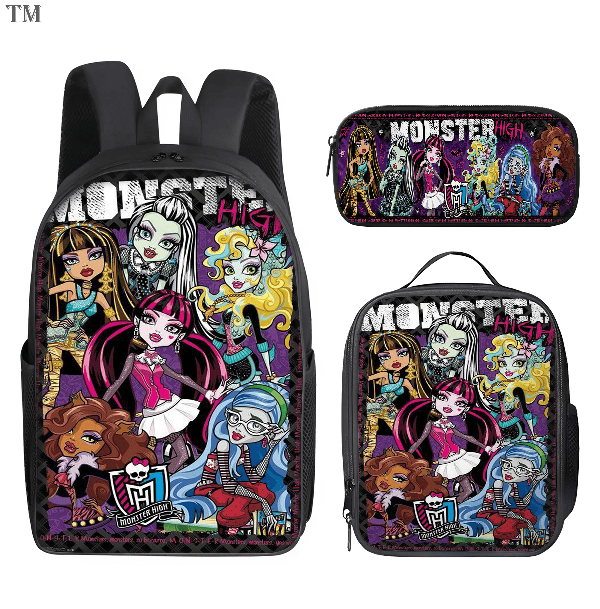 Personalized Monster High Backpack Set, Custom Name School Bag, Lunch Bag & Pencil case Personalized Monster High Backpack Set, Custom Name School Bag, Lunch Bag & Pencil case - Image 1