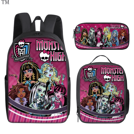 Personalized Monster High Backpack Set, Custom Name School Bag, Lunch Bag & Pencil case