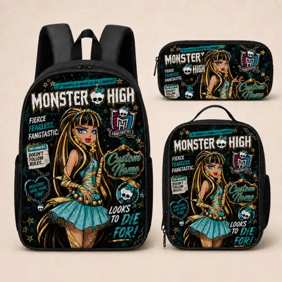 Custom Name High Monster Set Backpack-Dark Monster Theme Iconic Film Bag Personalized