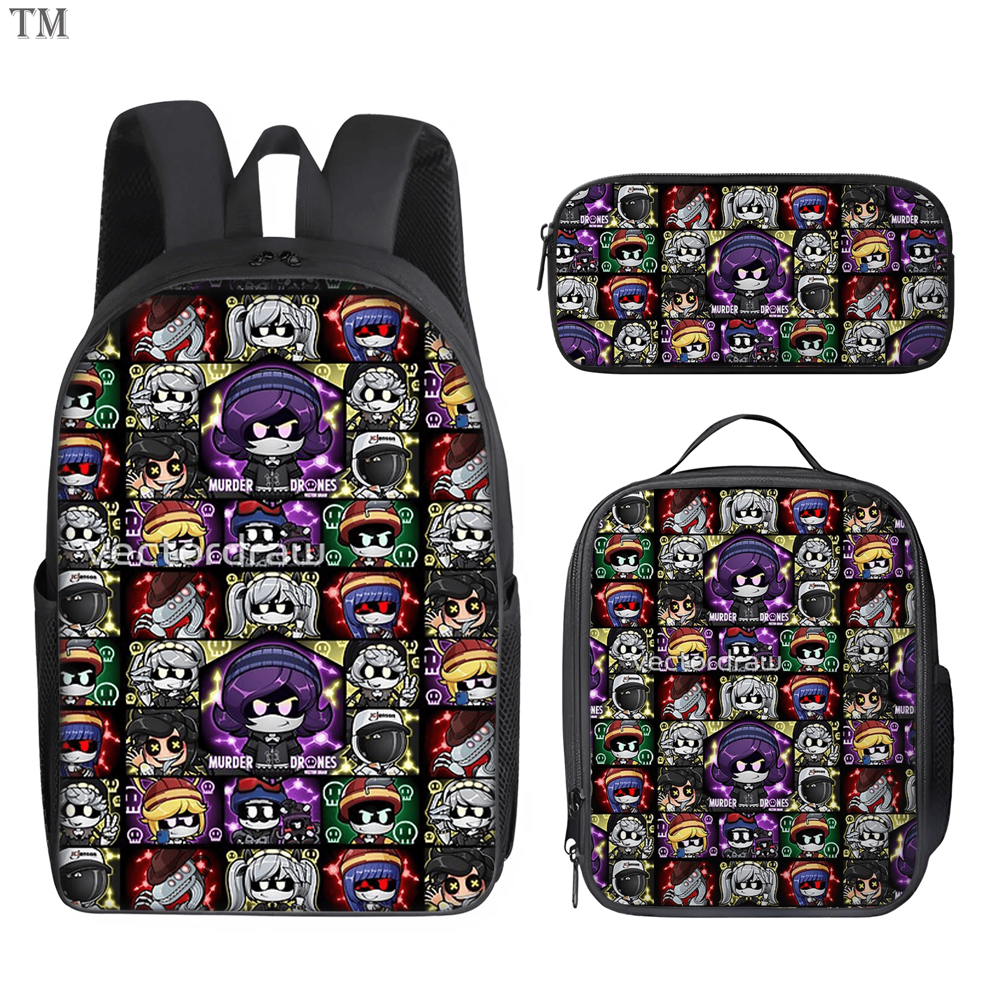 Murder drones fanart chibis Backpack Kid School Backpack Set