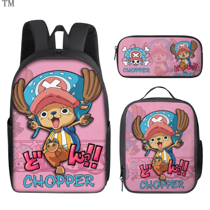 OP Chopper 3Pcs Backpack Set Kids School Bookbag Lunch Bag Pencil Case