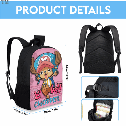 OP Chopper 3Pcs Backpack Set Kids School Bookbag Lunch Bag Pencil Case - Image 3