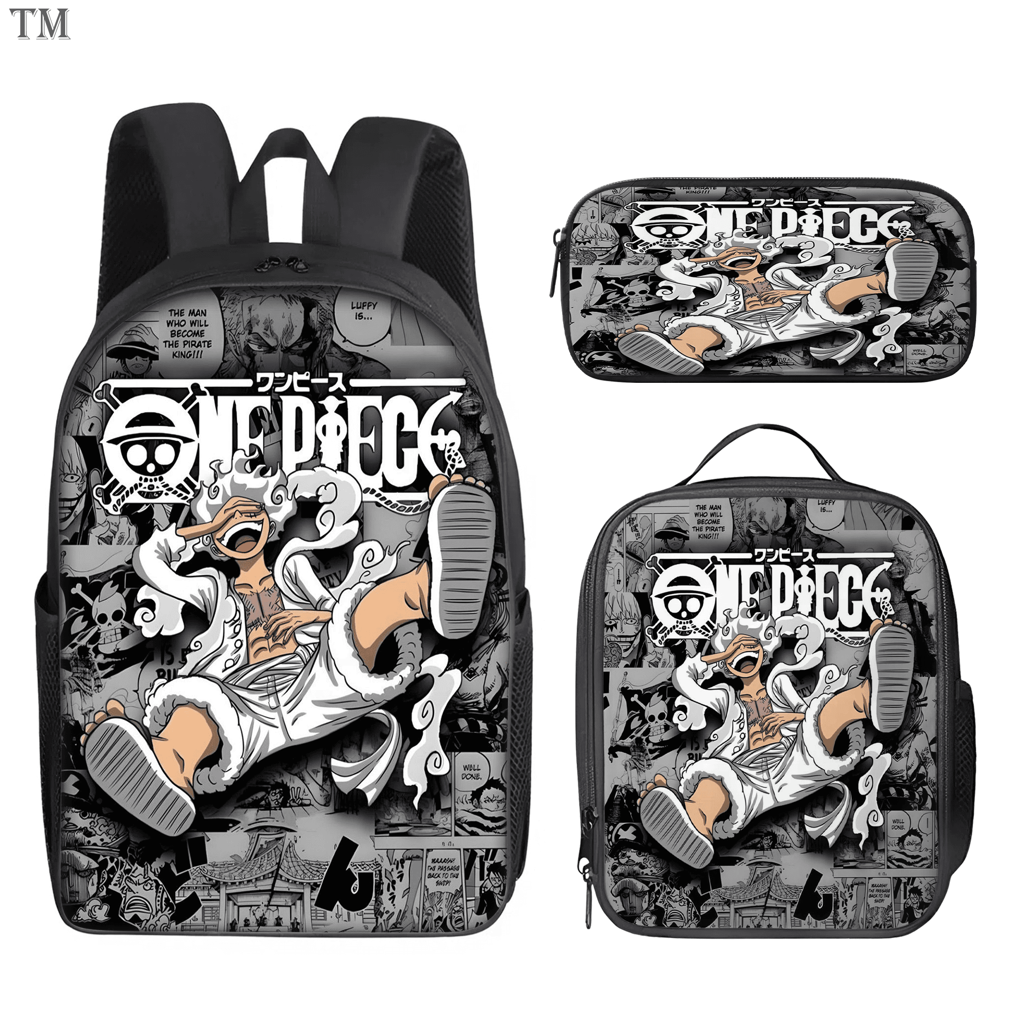 OP Luffy Kid School Backpack Set, Anime Backpack, Travel Bag, Rucksack, Gift for Anime