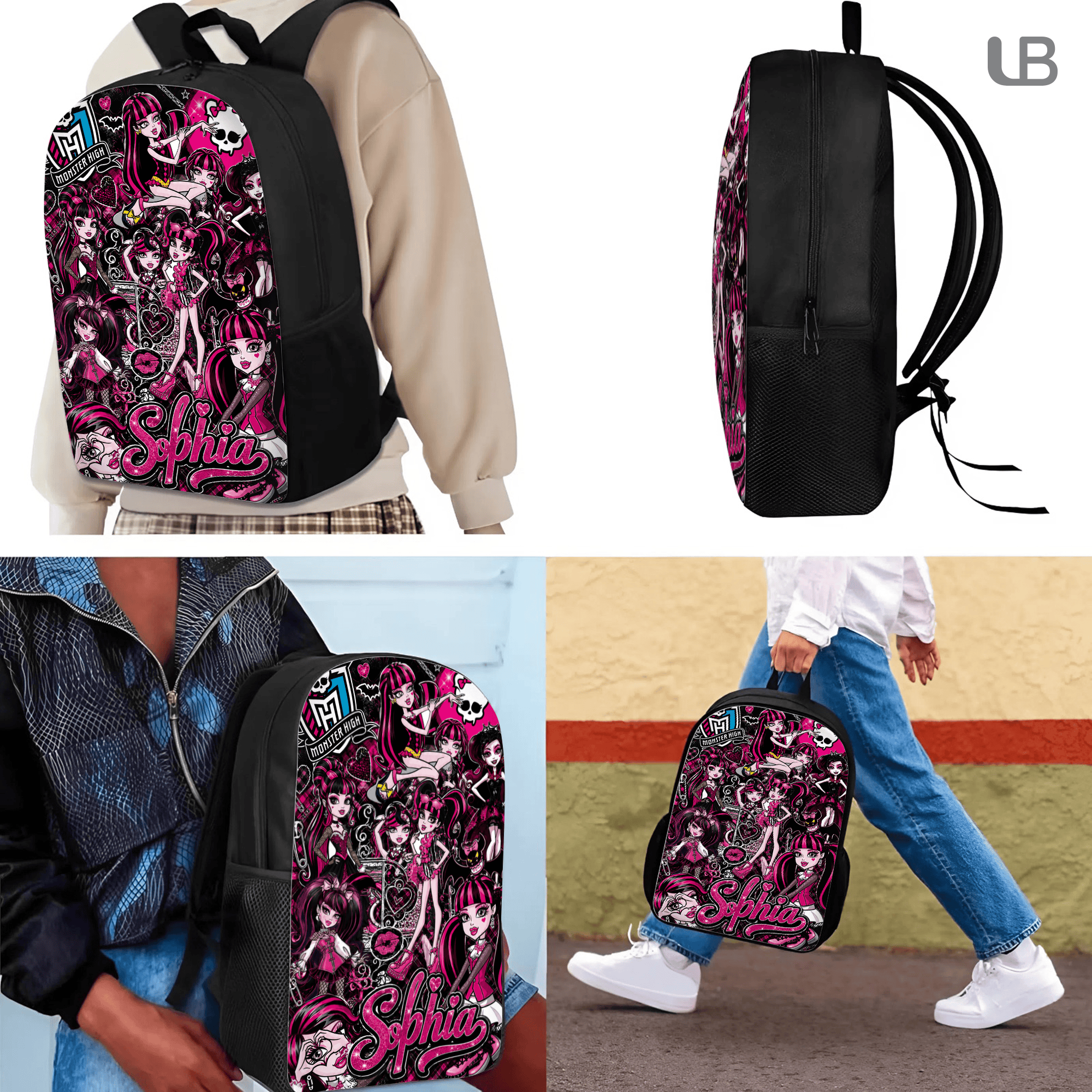 Custom Backpack Set Monster-High Lunch Bag Y2K Doll Pencil Case Gift Kids - Image 2
