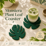 Monstera Leaf Coaster STL File, Tropical Plant Drink Coaster 3D Print Model, Botanical Home Decor, Modern Table Coaster Digital Download