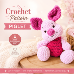 Pink Pig Crochet Pattern PDF, Cute Amigurumi Pig Plush Tutorial, Soft Animal Doll Pattern, Digital Download