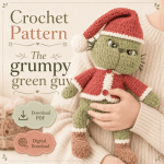 Grumpy Green Christmas Doll Crochet Pattern PDF, Holiday Amigurumi Plush Tutorial, Santa Outfit Digital Download