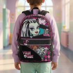 Custom Name Monster High Backpack, Personalized Kids School Bag, Gothic Cartoon