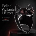 Feline Vigilante Helmet STL File for 3D Printing, Tactical Cat Mask Cosplay Prop, Heroine Cowl and Goggles, Digital Download