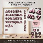 Soft Script Alphabet Bead STL Bundle, Cute Letter Beads 3D Print File, Personalized Jewelry Charm Set, Instant Digital Download